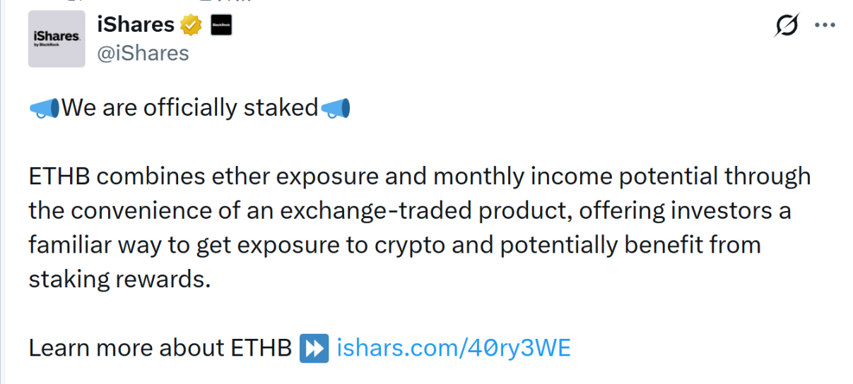 当华尔街的 ETH 开始「生息」：从贝莱德的 ETHB，看以太坊的资产属性转向